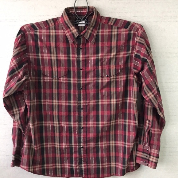 Vintage Wrangler Shirt Pearl Snap Front Men’s XL Plaid Long Sleeve Western - Picture 2 of 11